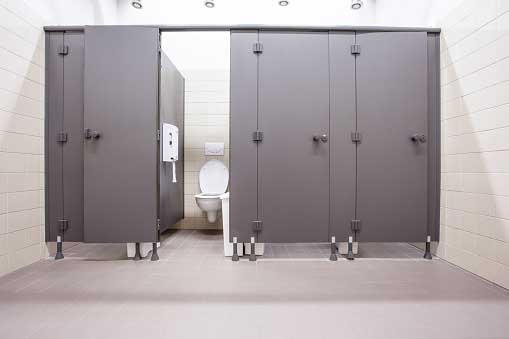 unused, clean public restrooms